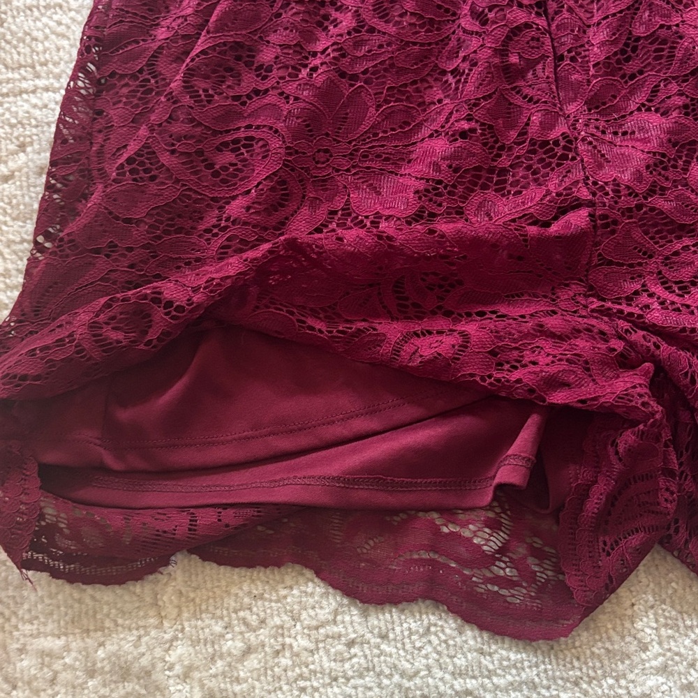 Maurices Burgundy Lace Romper - Picture 4 of 5